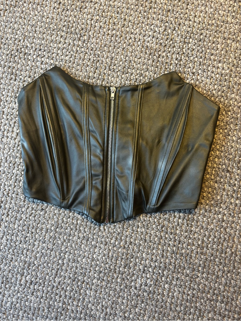 Fashion Nova Black Faux Leather Corset Bustier Top